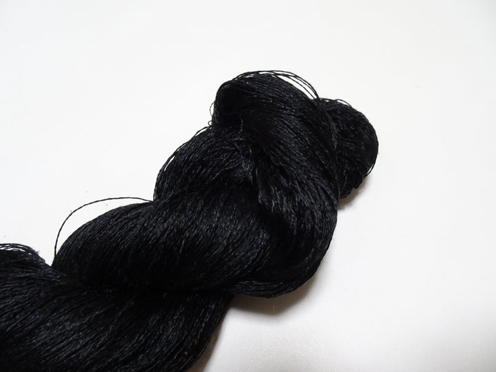 Japanese Vintage Twisted Silk Thread Embroidery 14595  Black