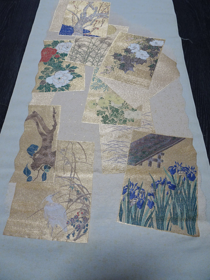 Japanese vintage Rare Silk sample fabric Juko Ori  9655