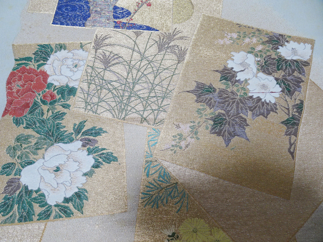 Japanese vintage Rare Silk sample fabric Juko Ori  9655