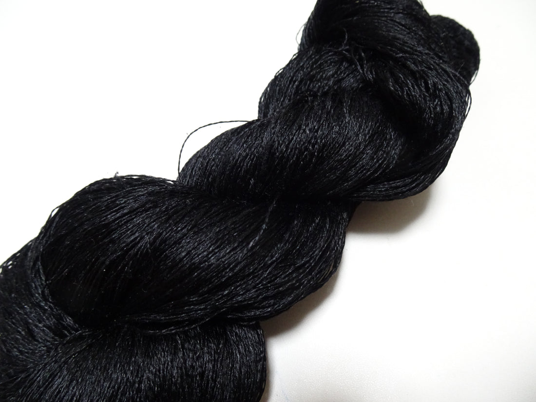 Japanese Vintage Twisted Silk Thread Embroidery 14595  Black