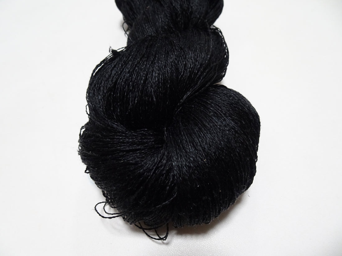 Japanese Vintage Twisted Silk Thread Embroidery 14595  Black