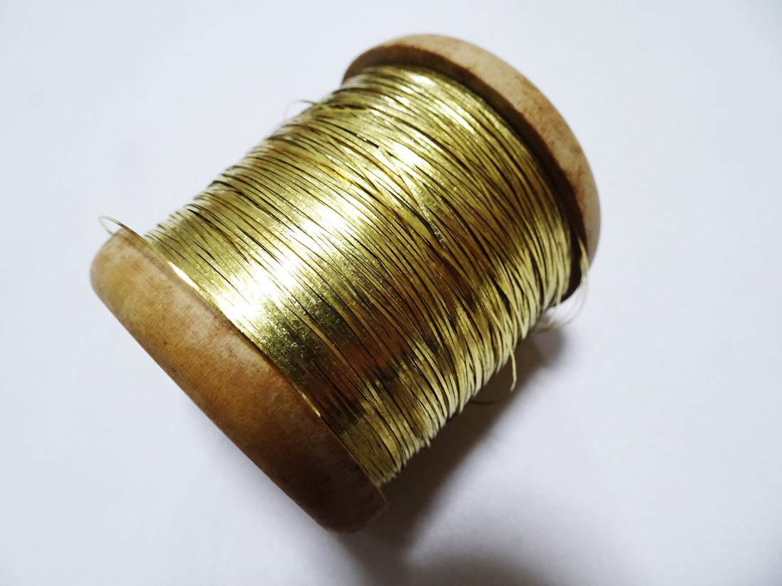 Special price!Japanese Vintage Super Rare Superb 24K gold leaf on both sides thread Hirahaku embroidery 16239