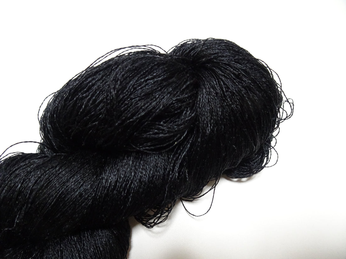 Japanese Vintage Twisted Silk Thread Embroidery 14596  Black