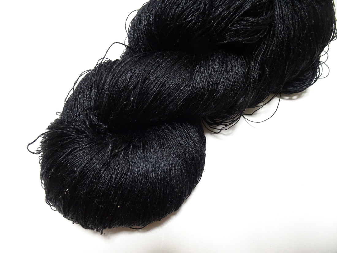 Japanese Vintage Twisted Silk Thread Embroidery 14596  Black