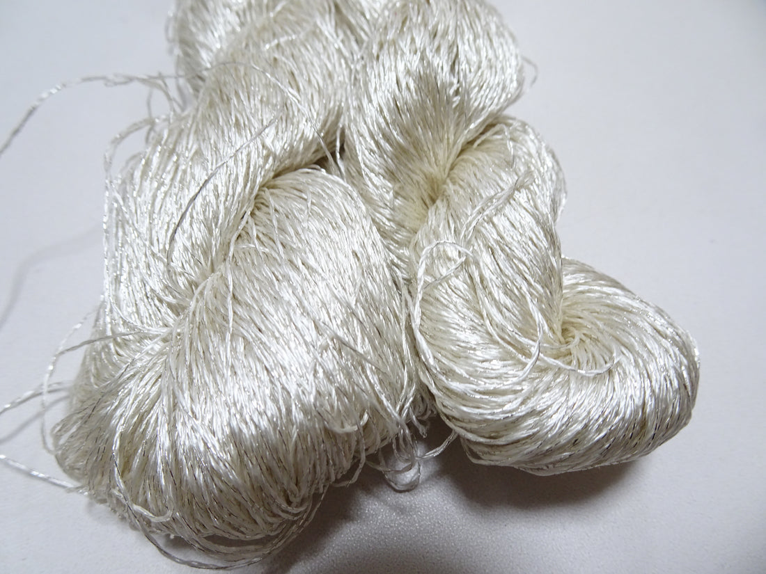 Japanese Vintage High Class Rare Silk Thread 2sets Mixture of Silver embroidery 15984