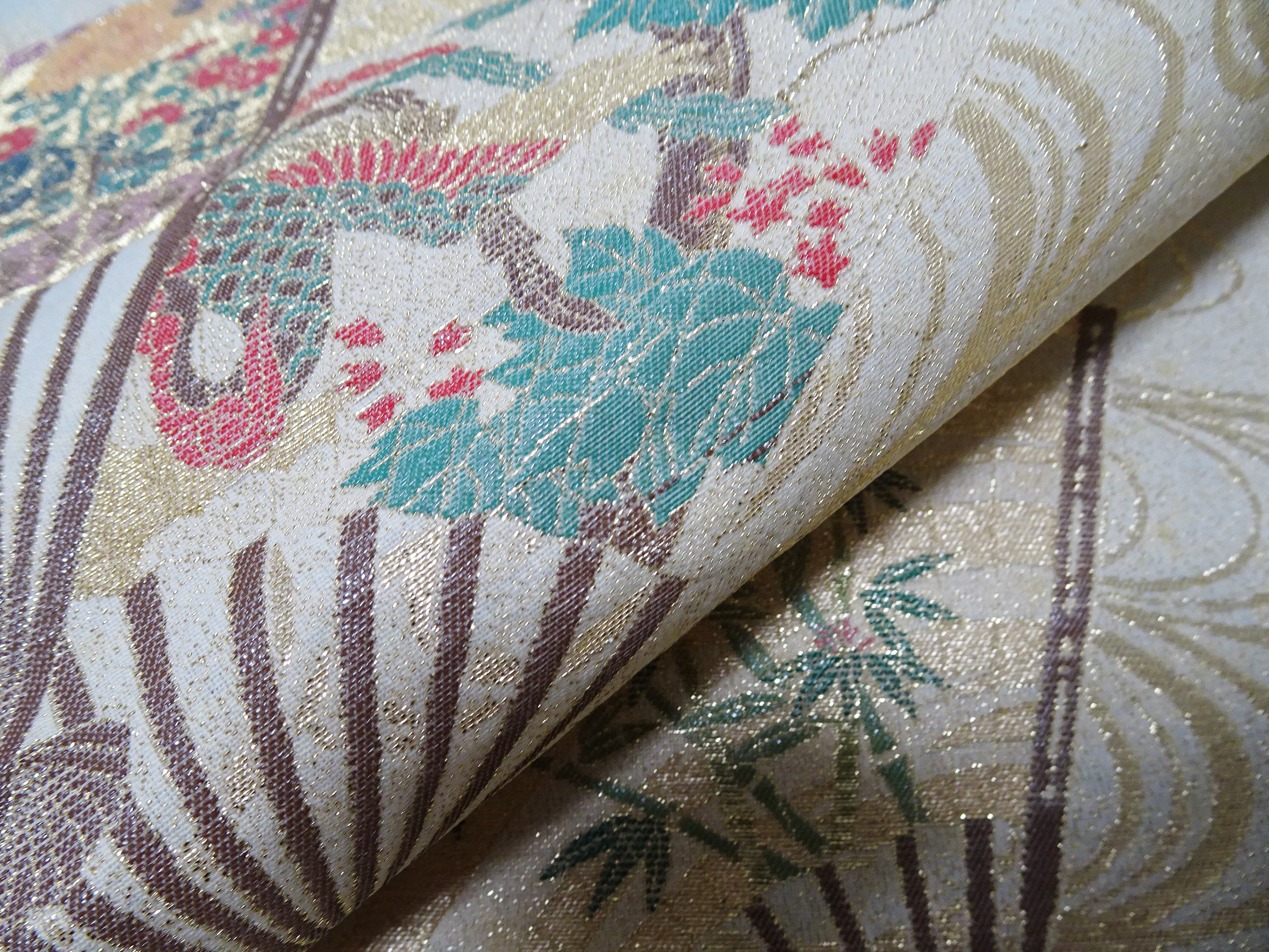 Japanese vintage Rare Silk sample fabric Juko Ori  9656