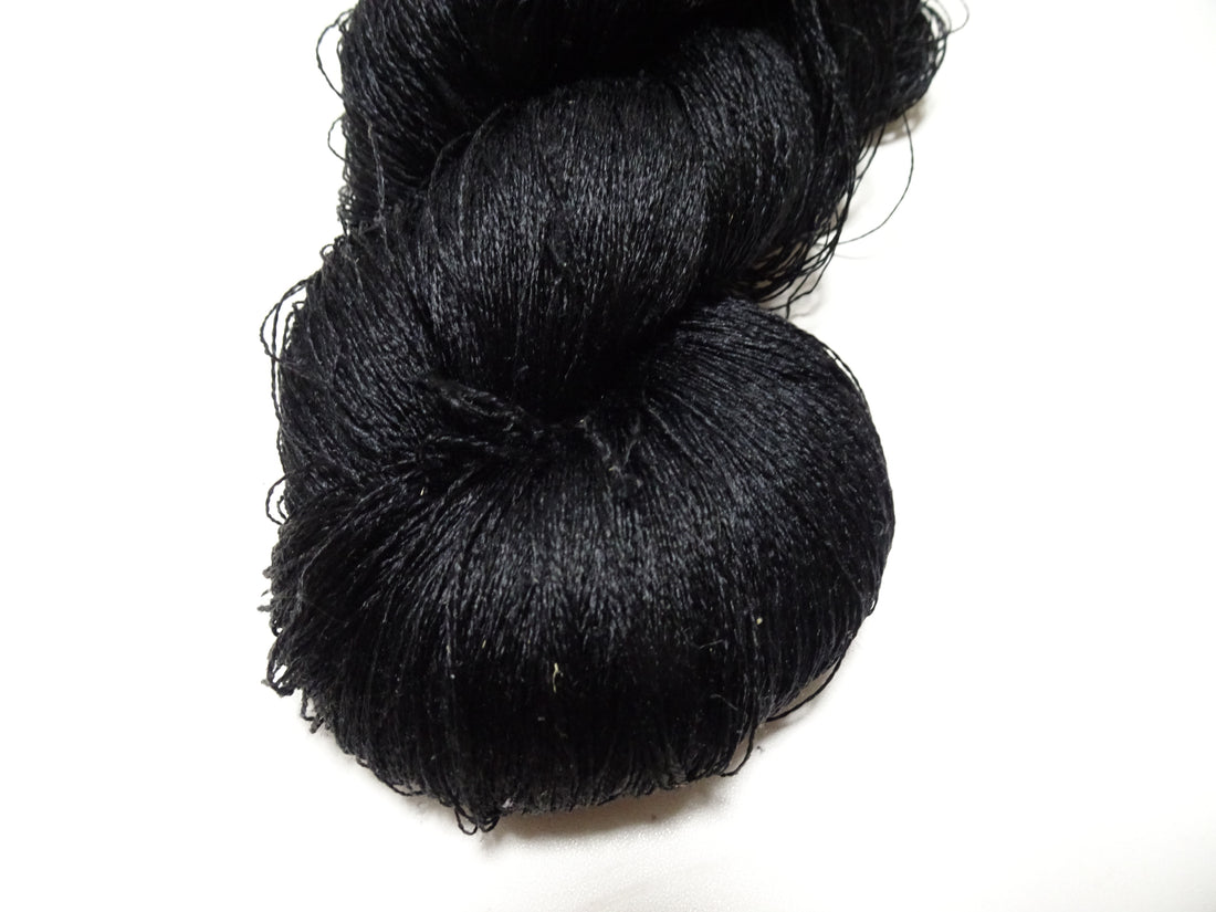 Japanese Vintage Twisted Silk Thread Embroidery 14596  Black