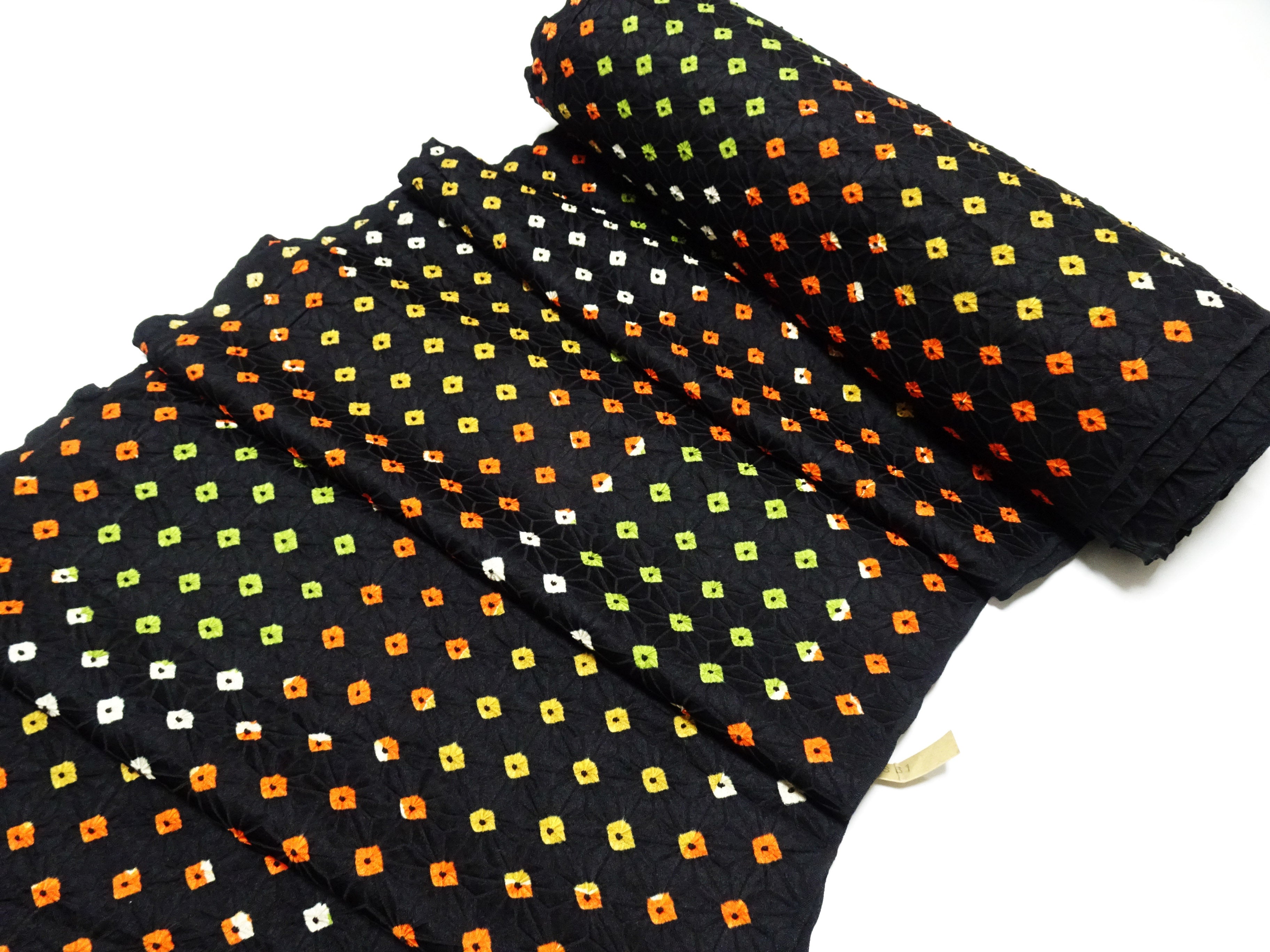 Japanese Silk Kimono Fabric Bolts Shibori Black 15656