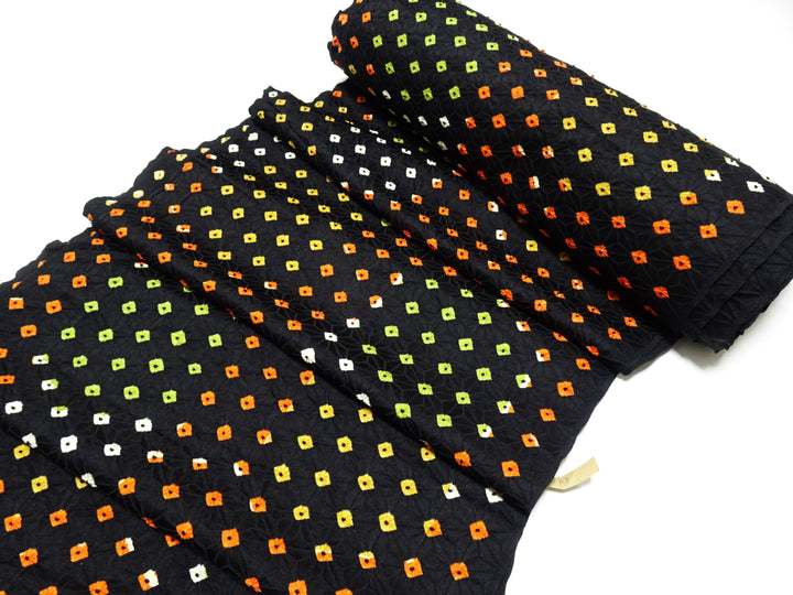 Japanese Silk Kimono Fabric Bolts Shibori Black 15656