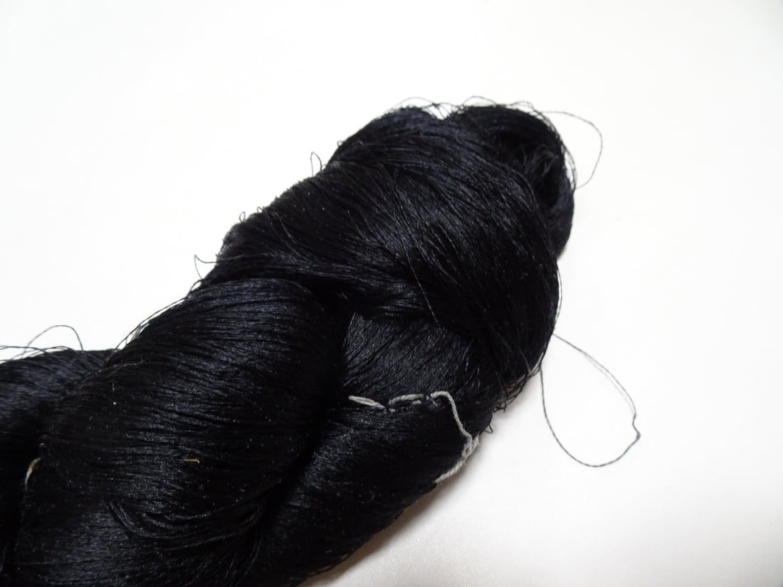 Japanese Vintage Twisted Silk Thread Embroidery 14597  Black