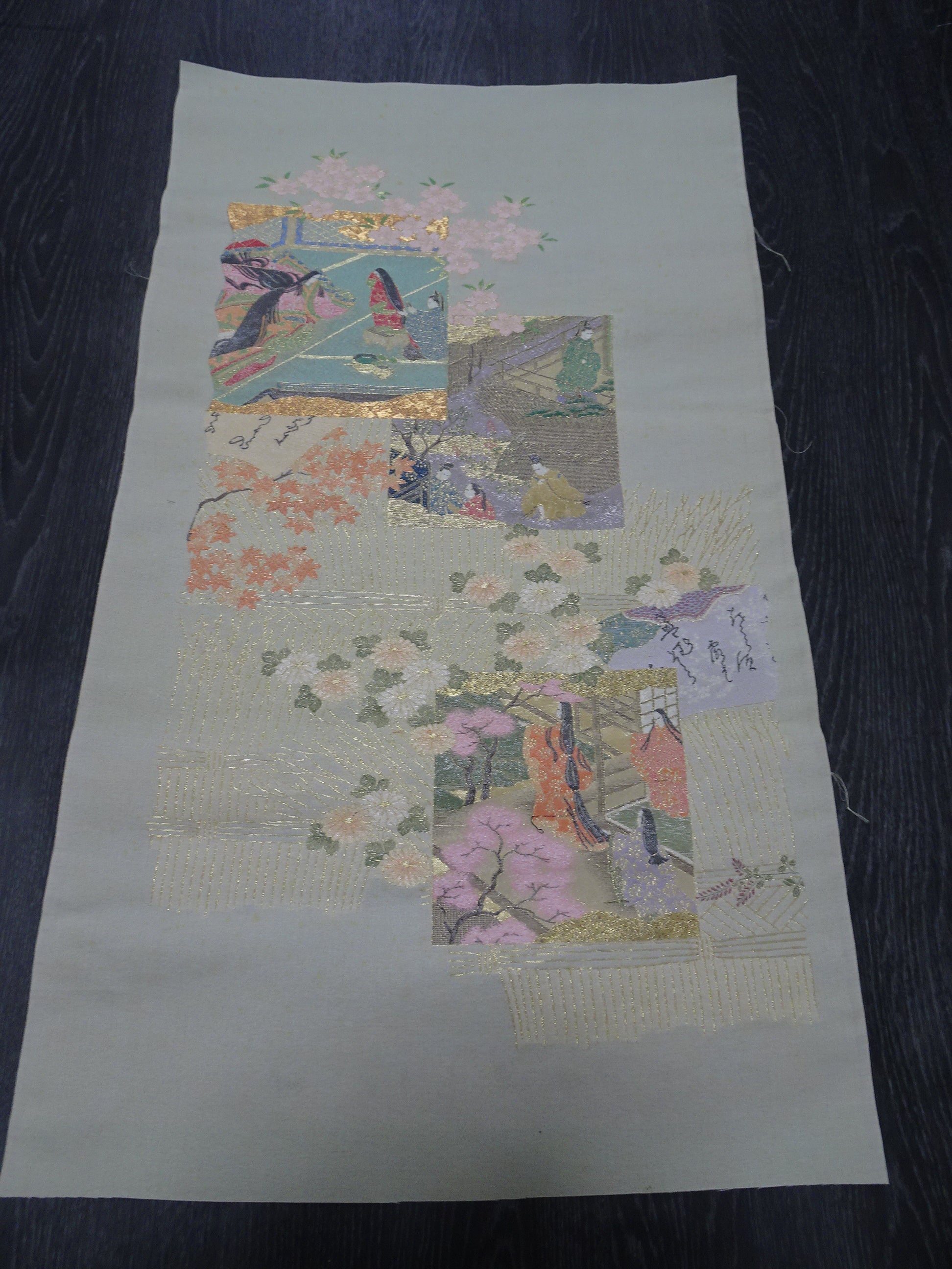 Japanese vintage Rare Silk sample fabric Juko Ori  9657