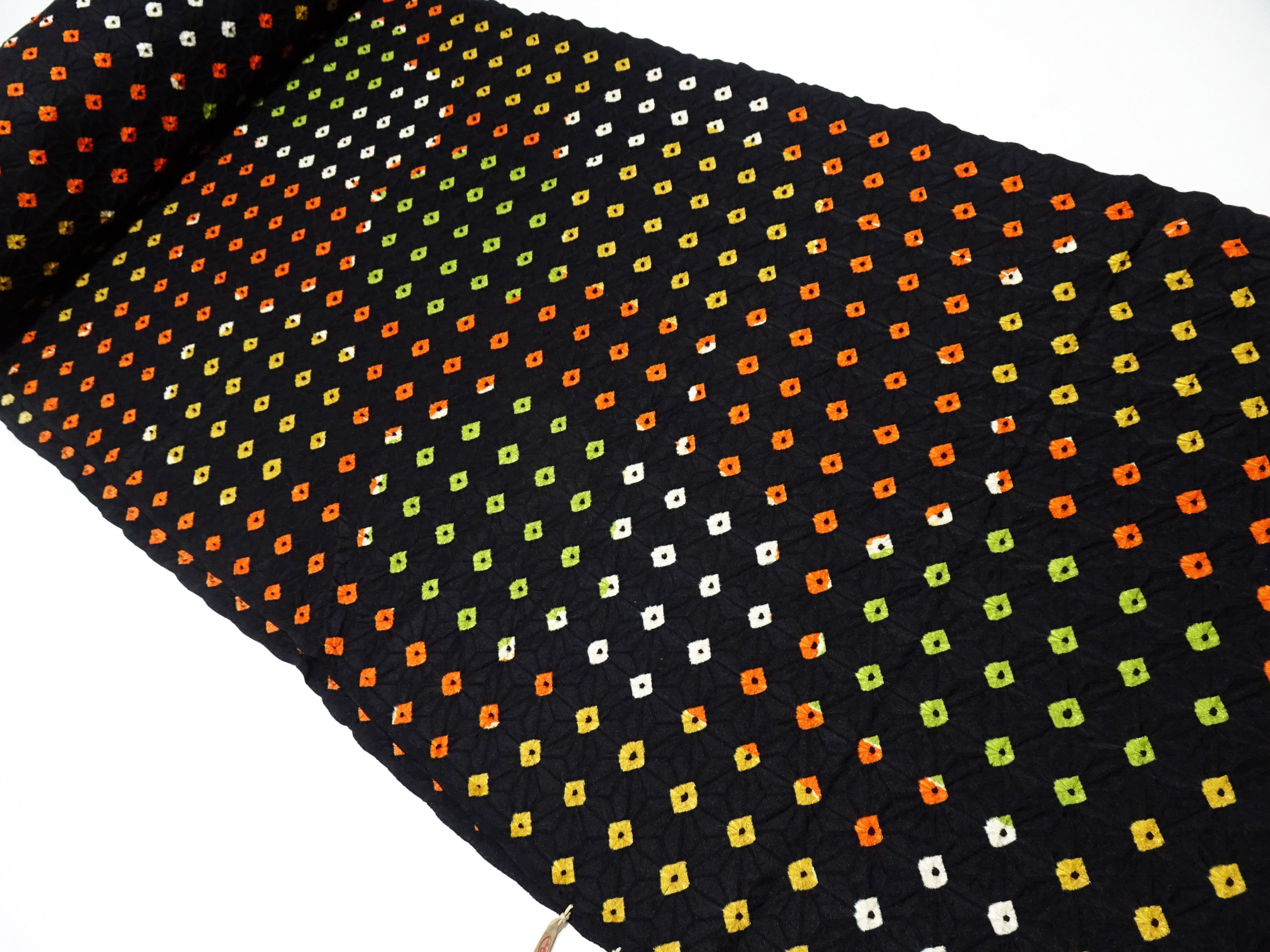 Japanese Silk Kimono Fabric Bolts Shibori Black 15656
