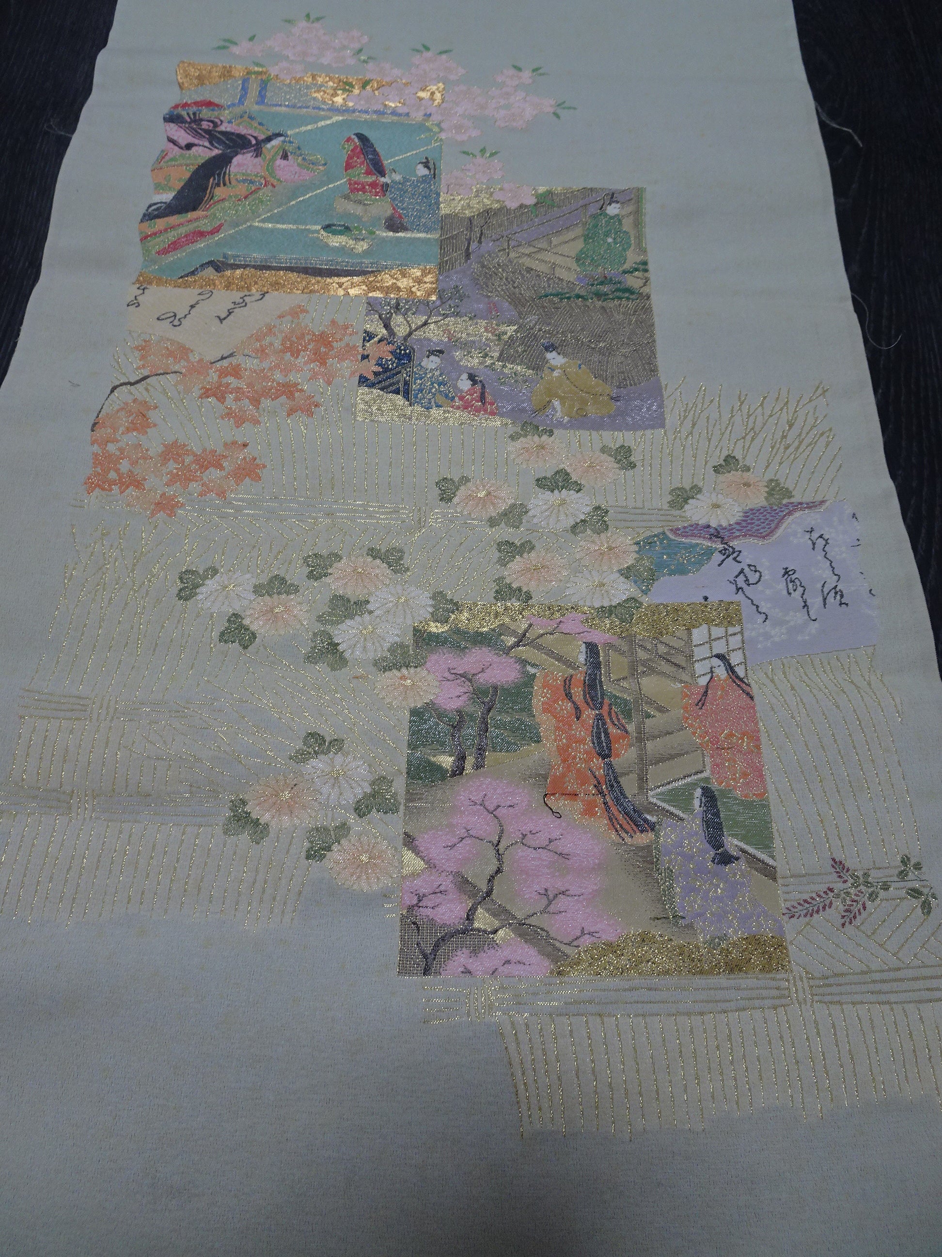 Japanese vintage Rare Silk sample fabric Juko Ori  9657