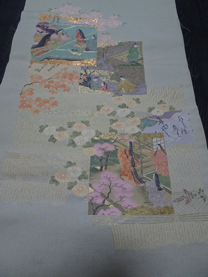 Japanese vintage Rare Silk sample fabric Juko Ori  9657