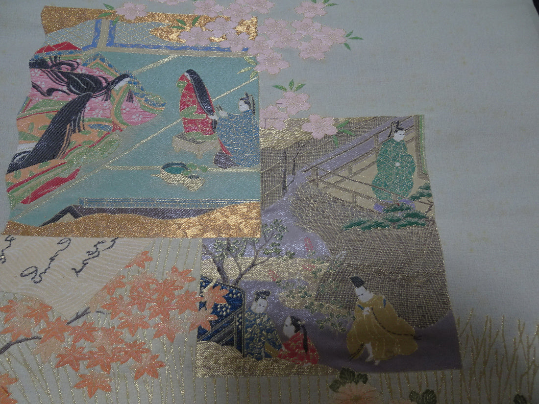 Japanese vintage Rare Silk sample fabric Juko Ori  9657
