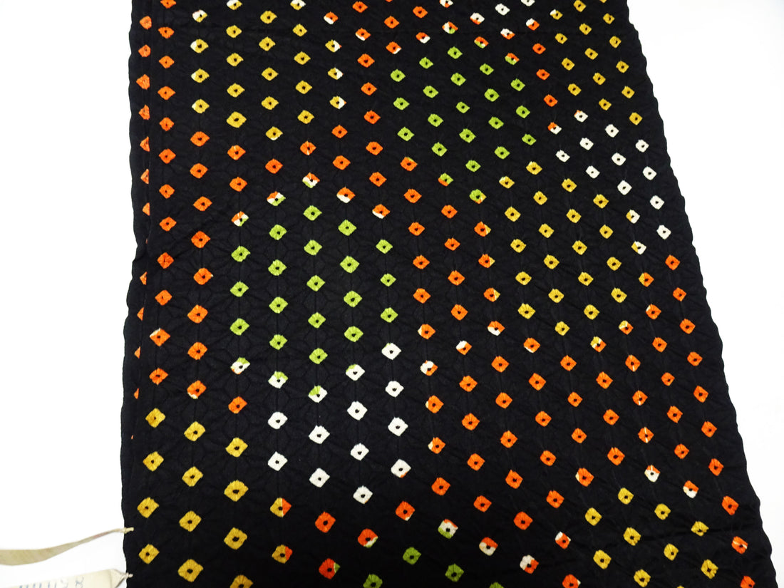 Japanese Silk Kimono Fabric Bolts Shibori Black 15656