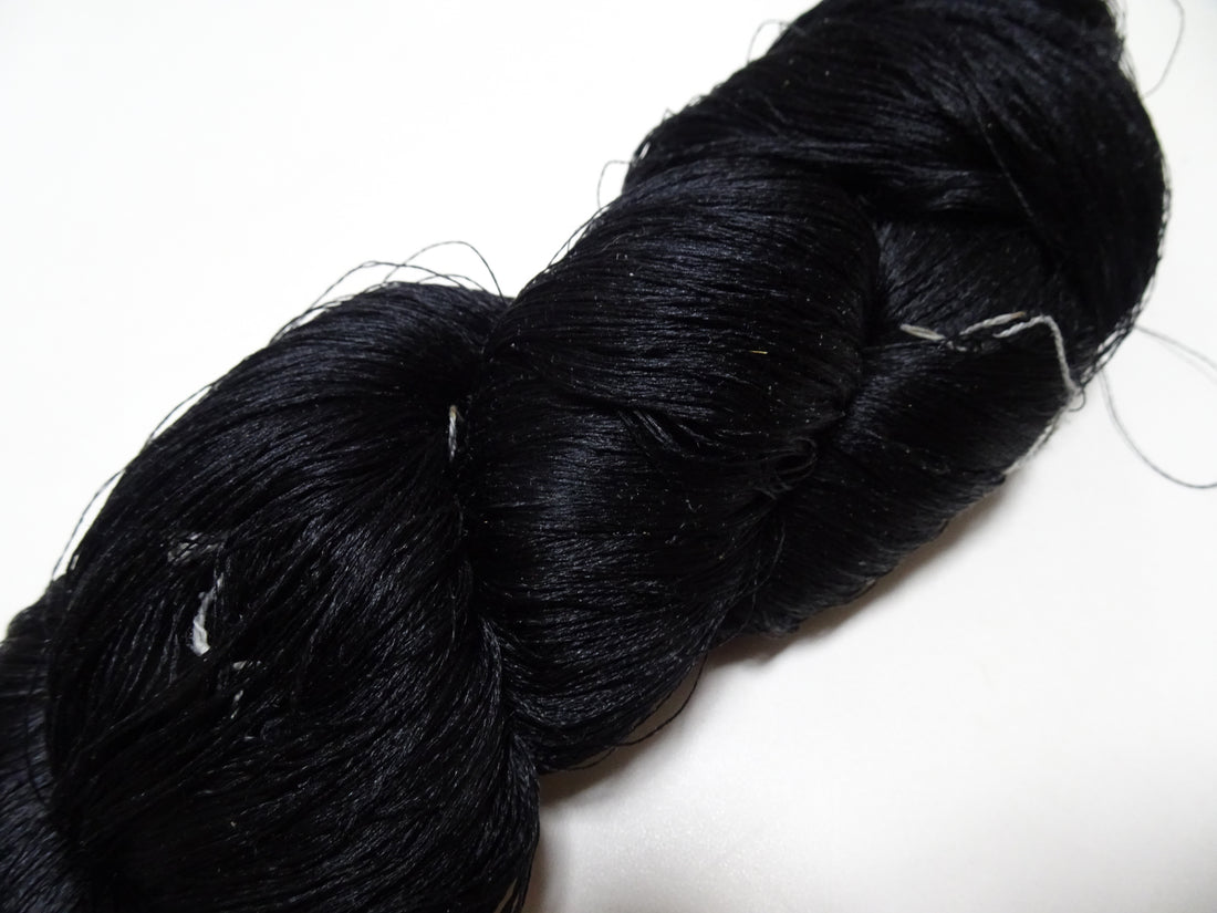 Japanese Vintage Twisted Silk Thread Embroidery 14597  Black