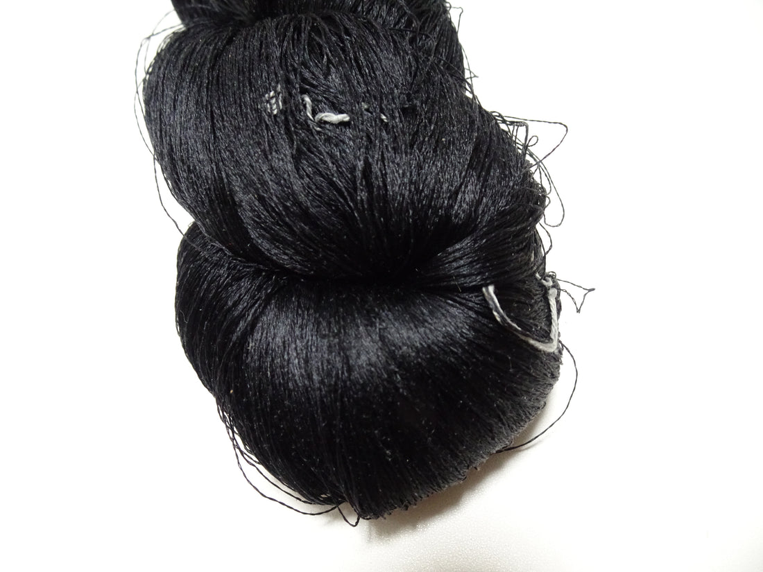Japanese Vintage Twisted Silk Thread Embroidery 14597  Black