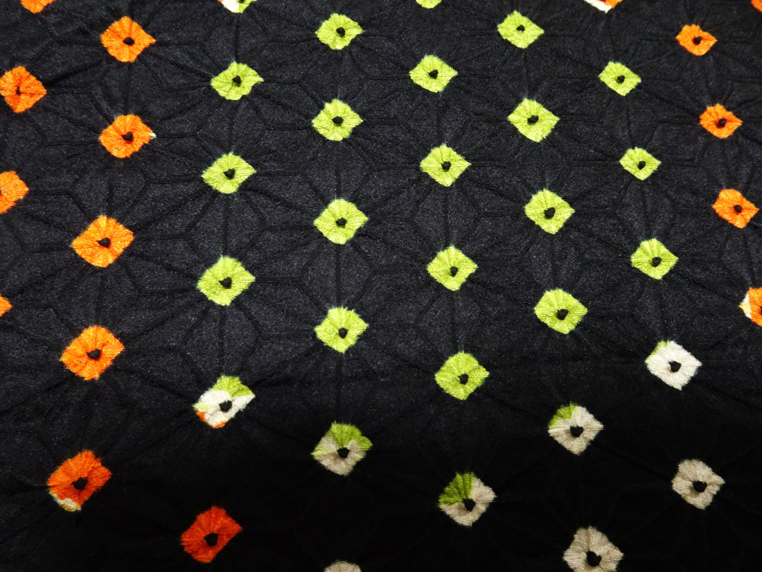 Japanese Silk Kimono Fabric Bolts Shibori Black 15656
