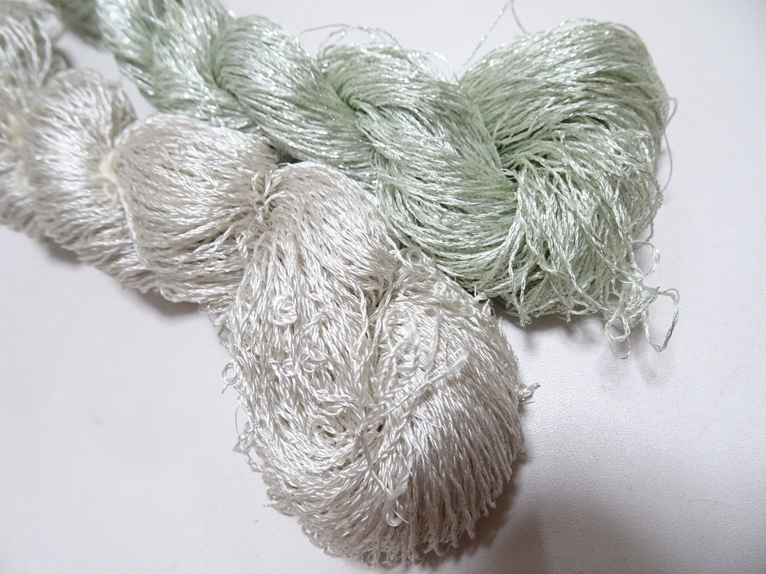 Japanese Vintage High Class Rare Silk Thread 2sets Mixture of Silvert embroidery 18497