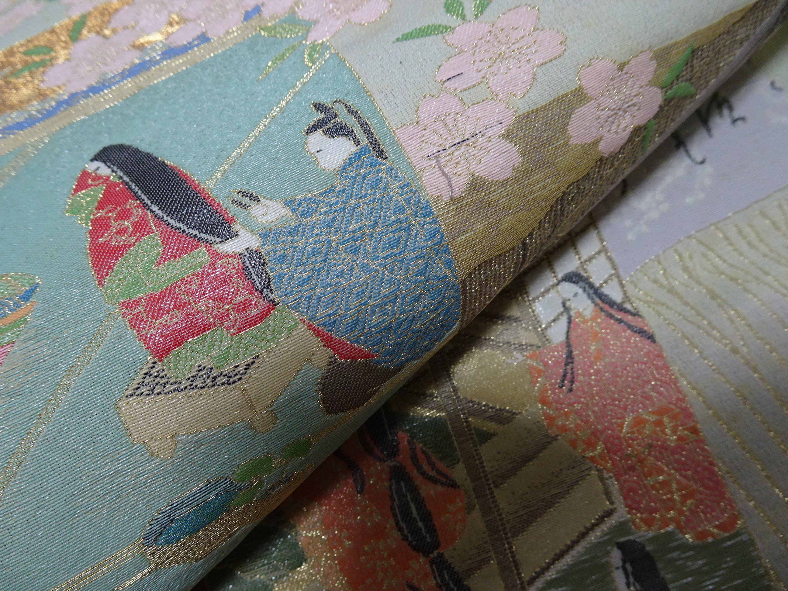 Japanese vintage Rare Silk sample fabric Juko Ori  9657