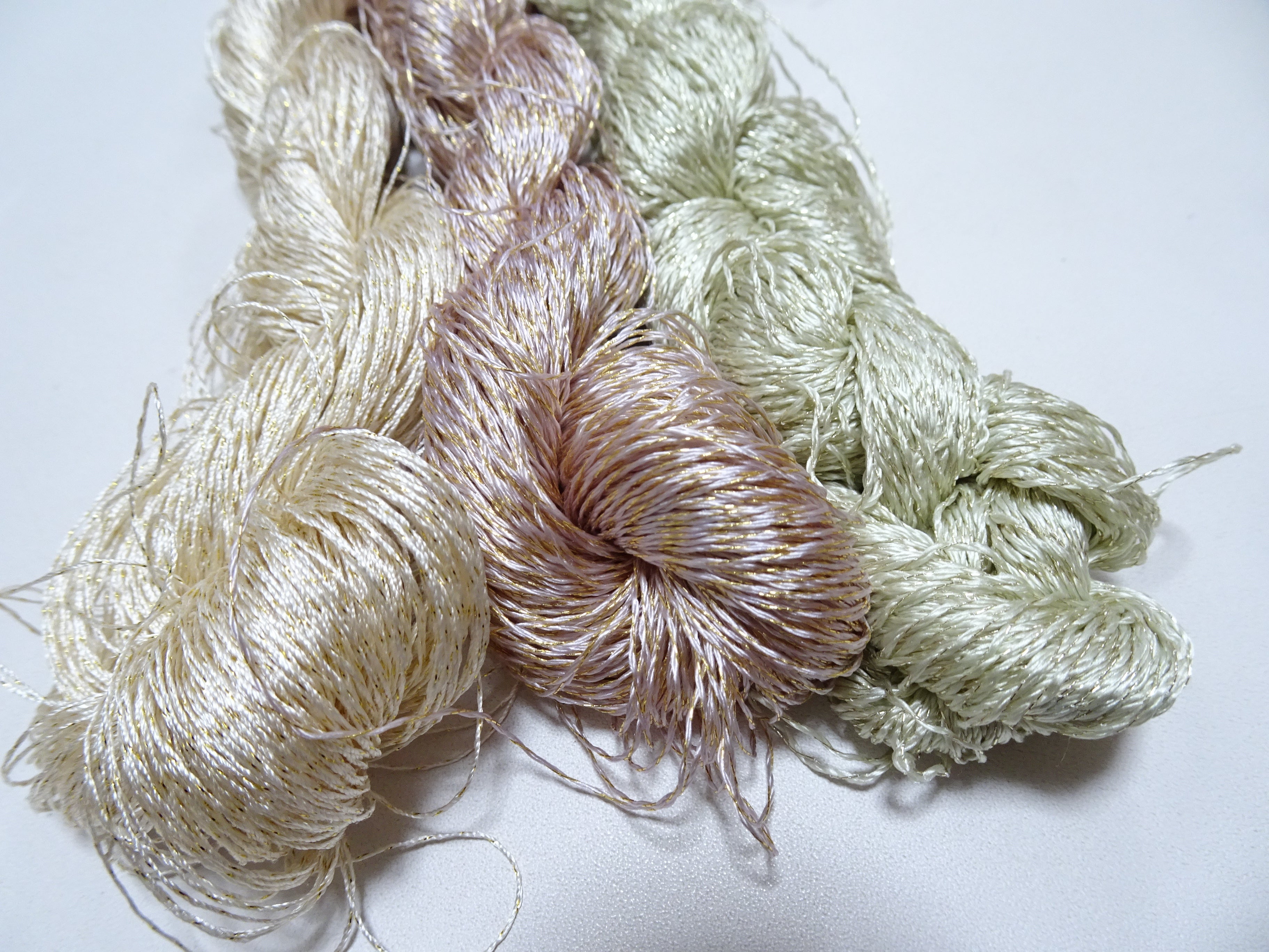 Japanese Vintage High Class Rare Silk Thread 3sets Mixture of Gold embroidery 15985