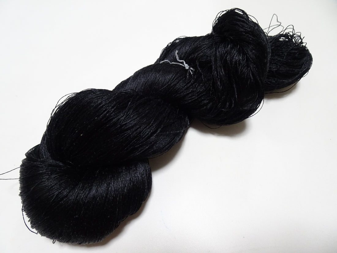 Japanese Vintage Twisted Silk Thread Embroidery 14598  Black