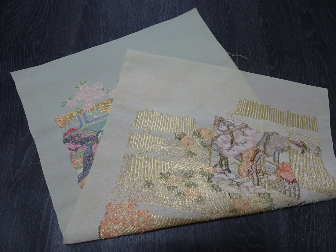 Japanese vintage Rare Silk sample fabric Juko Ori  9657