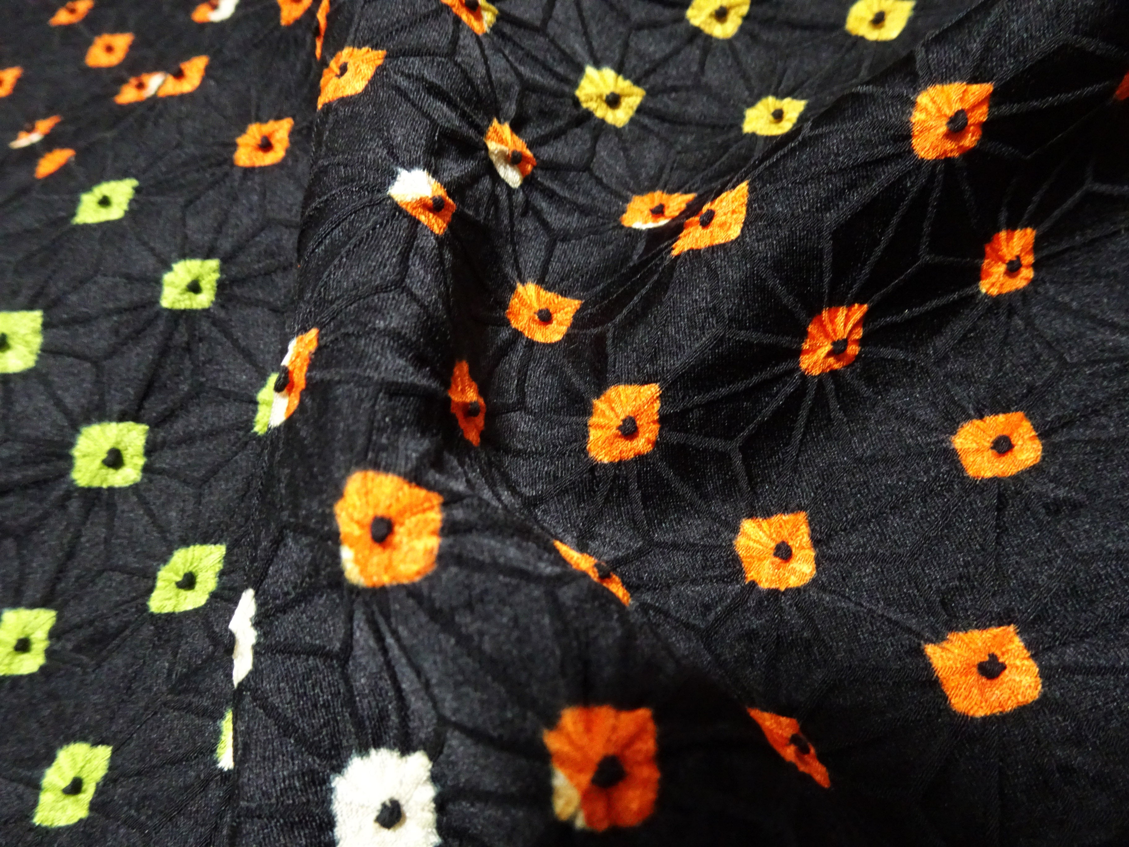 Japanese Silk Kimono Fabric Bolts Shibori Black 15656