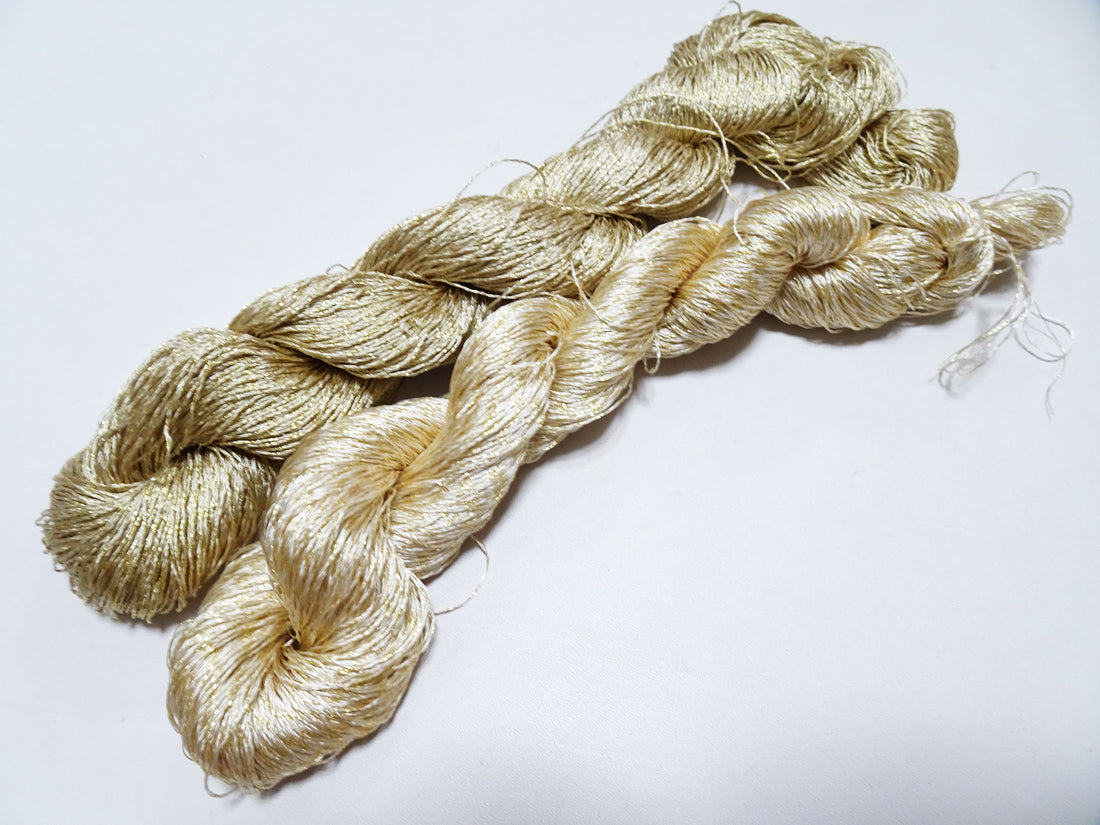 Japanese Vintage High Class Rare Silk Thread 2sets Mixture of Gold embroidery 18498