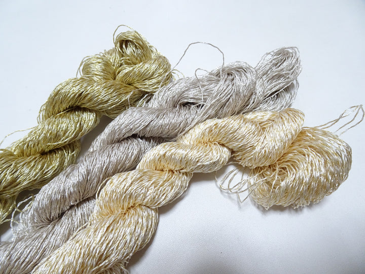 Japanese Vintage High Class Rare Silk Thread 3sets Mixture of Gold embroidery 15986