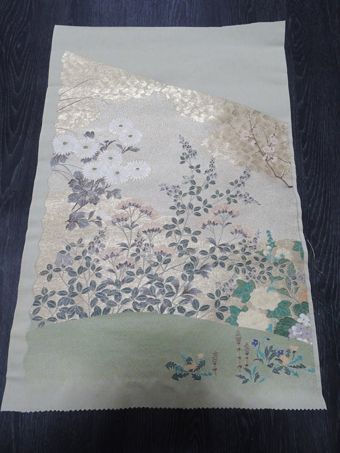 Japanese vintage Rare Silk sample fabric Juko Ori  9658