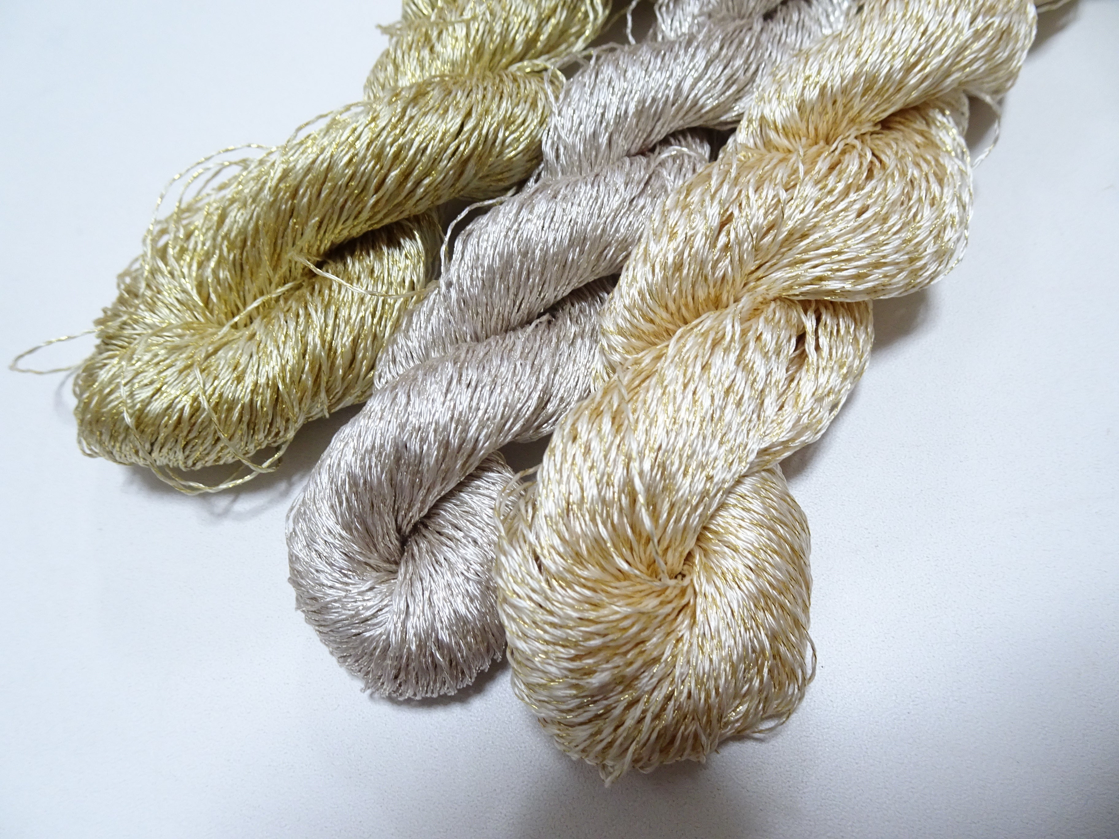 Japanese Vintage High Class Rare Silk Thread 3sets Mixture of Gold embroidery 15986