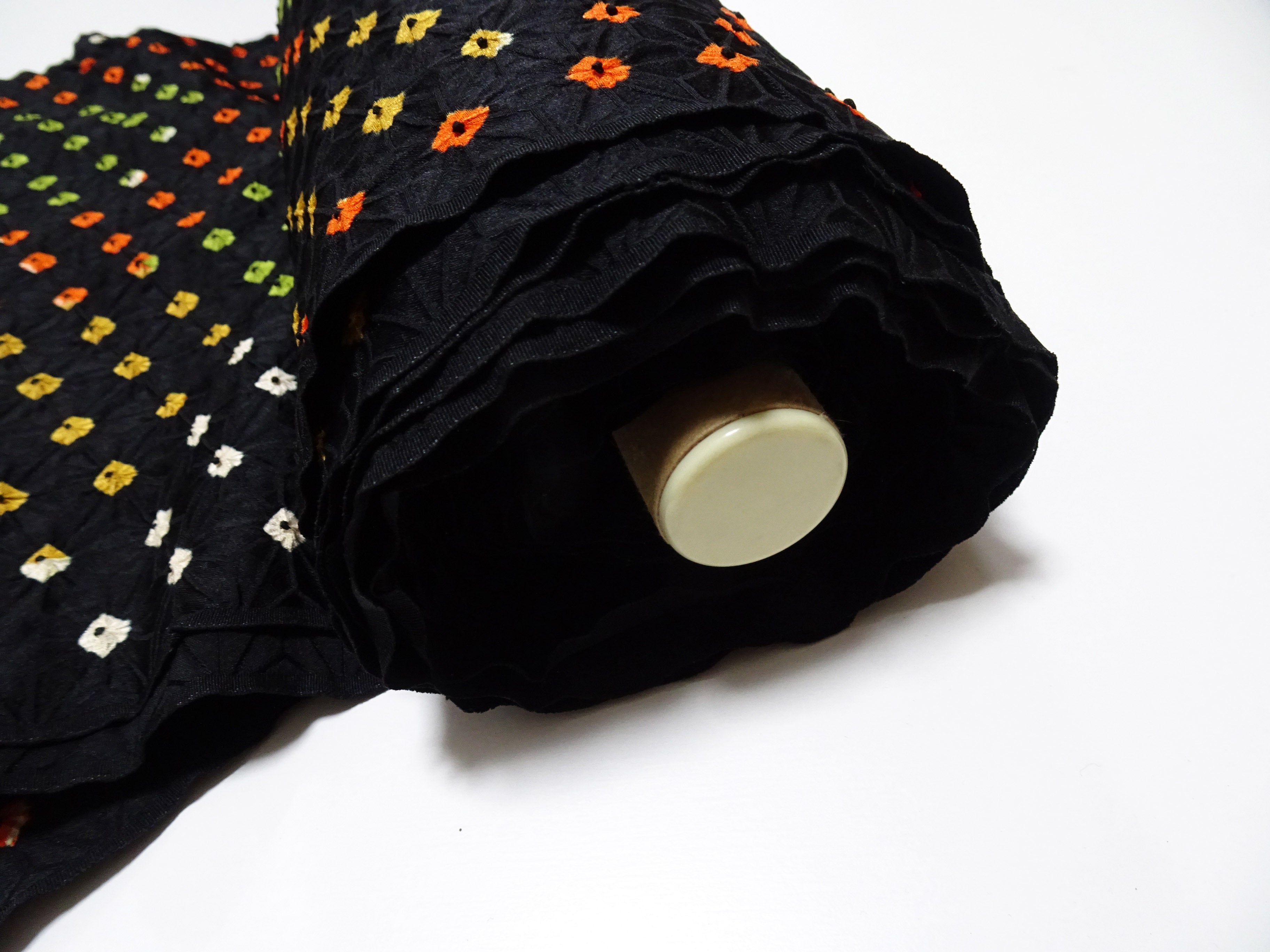 Japanese Silk Kimono Fabric Bolts Shibori Black 15656