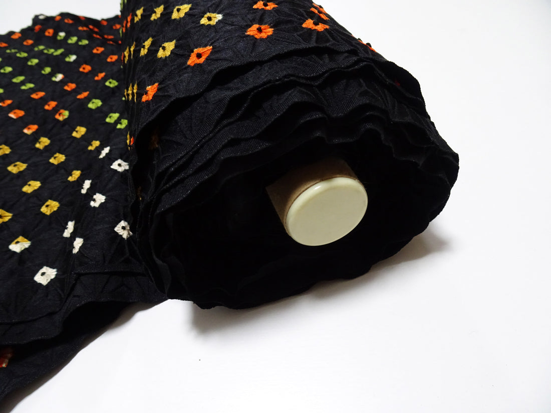 Japanese Silk Kimono Fabric Bolts Shibori Black 15656