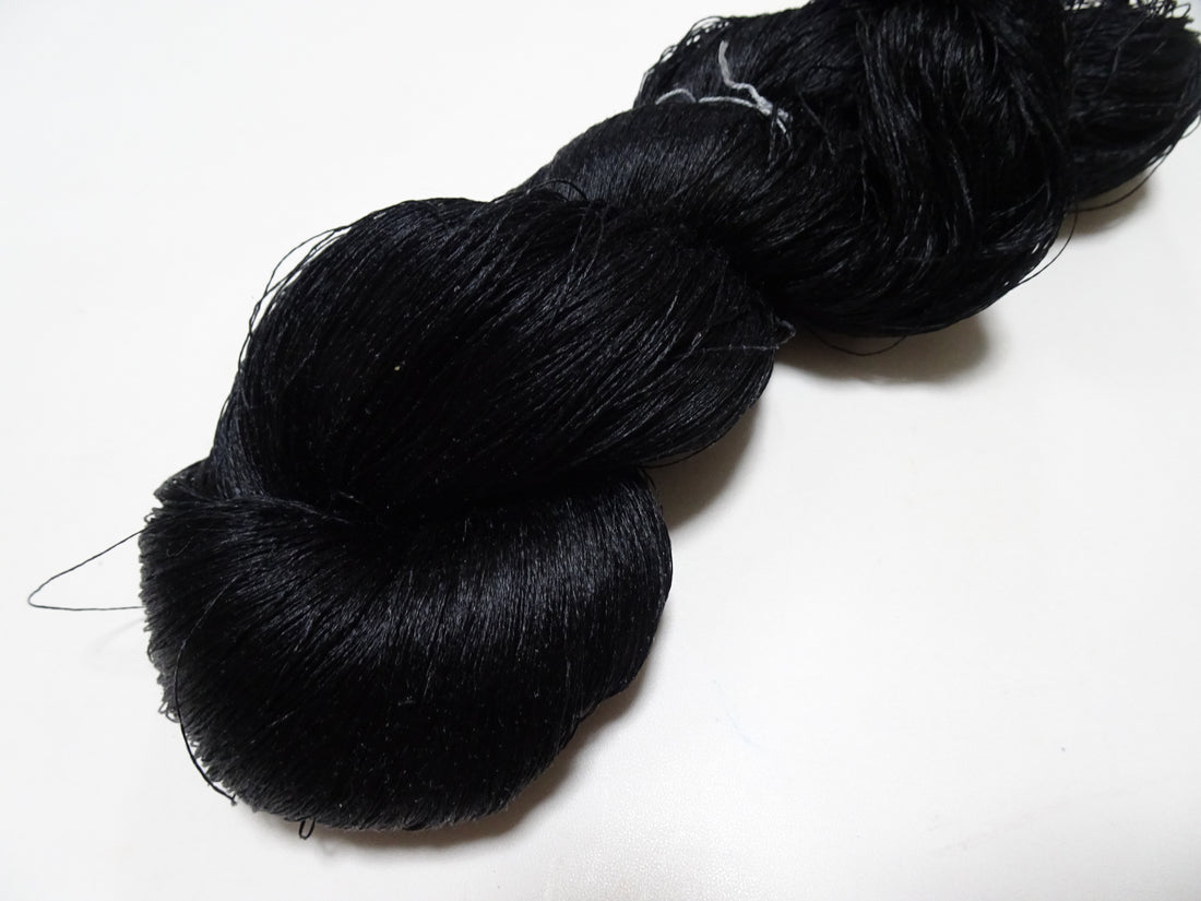 Japanese Vintage Twisted Silk Thread Embroidery 14598  Black