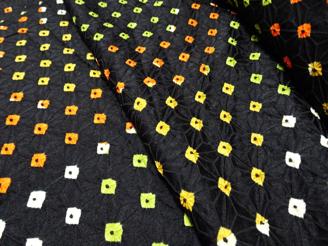 Japanese Silk Kimono Fabric Bolts Shibori Black 15656