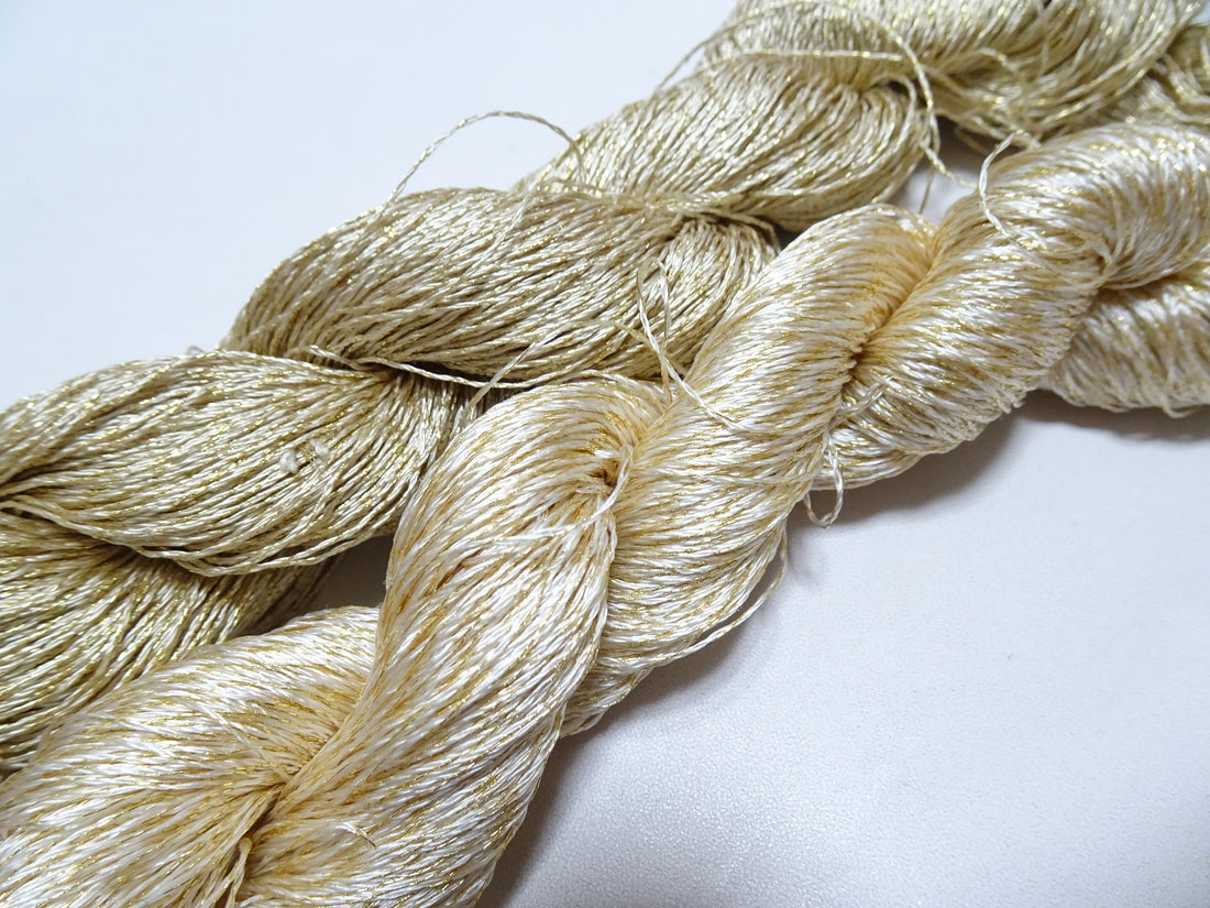 Japanese Vintage High Class Rare Silk Thread 2sets Mixture of Gold embroidery 18498