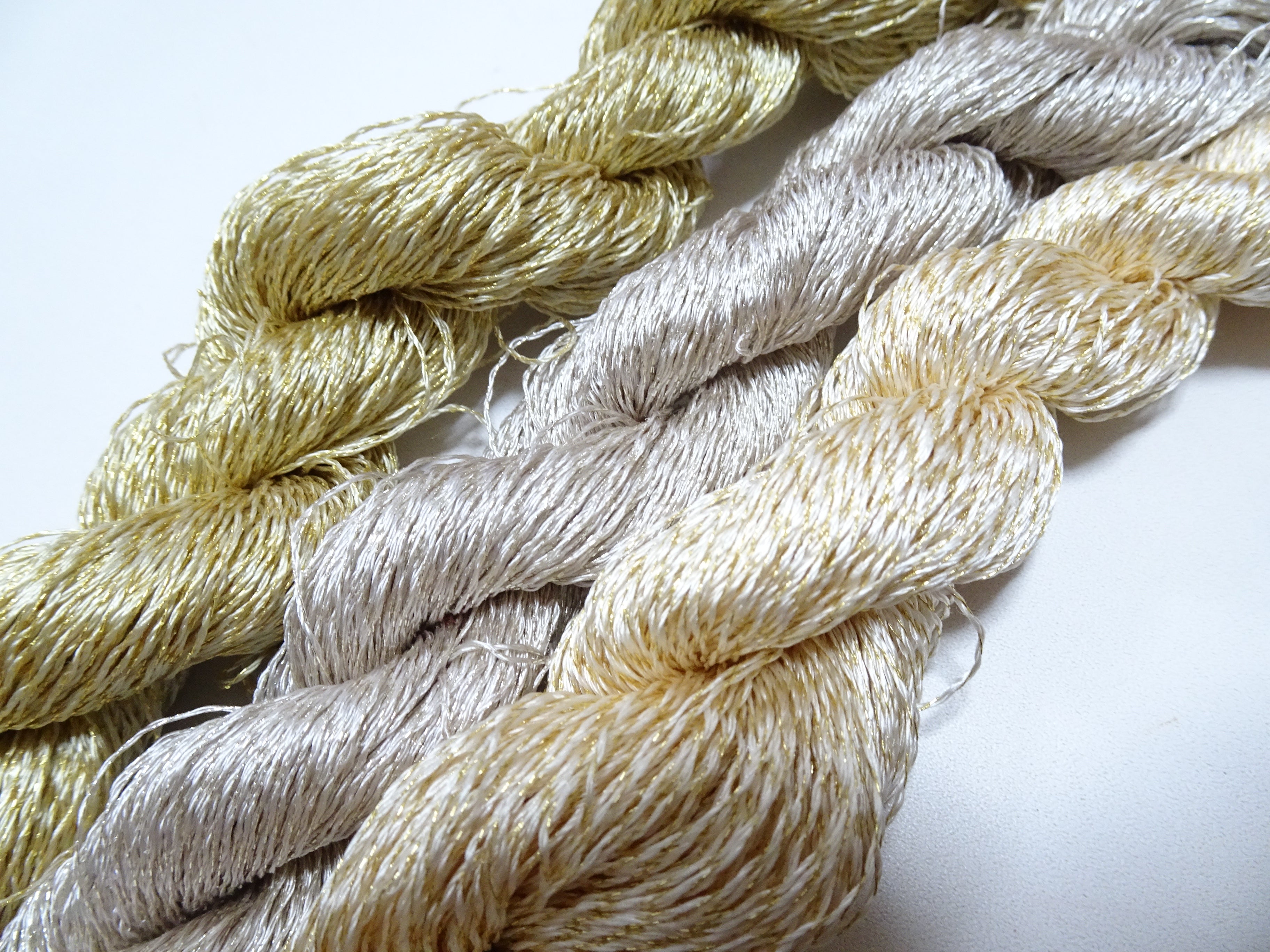 Japanese Vintage High Class Rare Silk Thread 3sets Mixture of Gold embroidery 15986