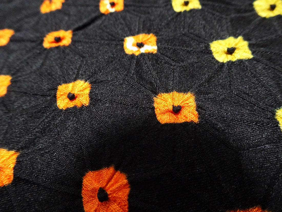 Japanese Silk Kimono Fabric Bolts Shibori Black 15656
