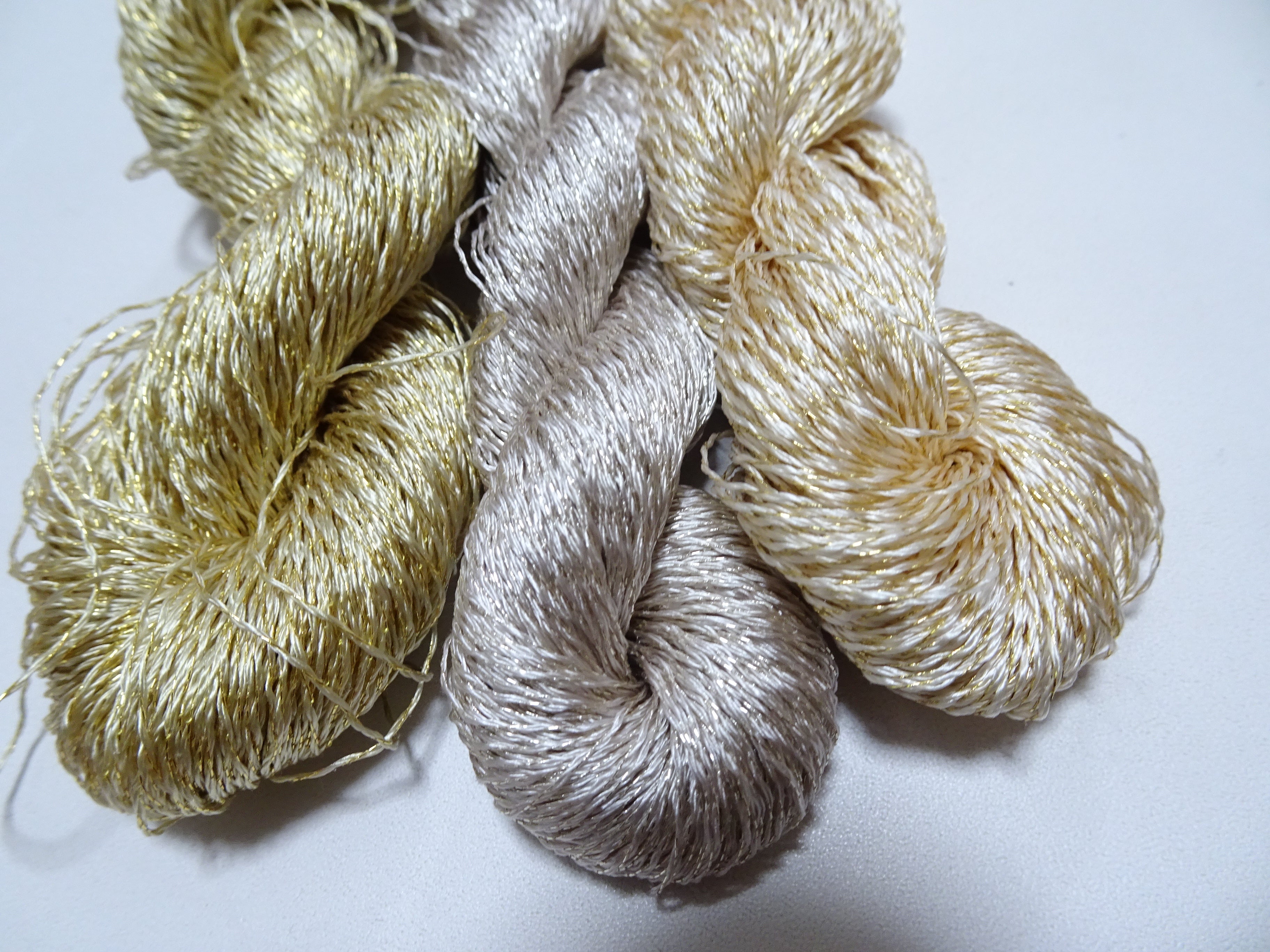 Japanese Vintage High Class Rare Silk Thread 3sets Mixture of Gold embroidery 15986