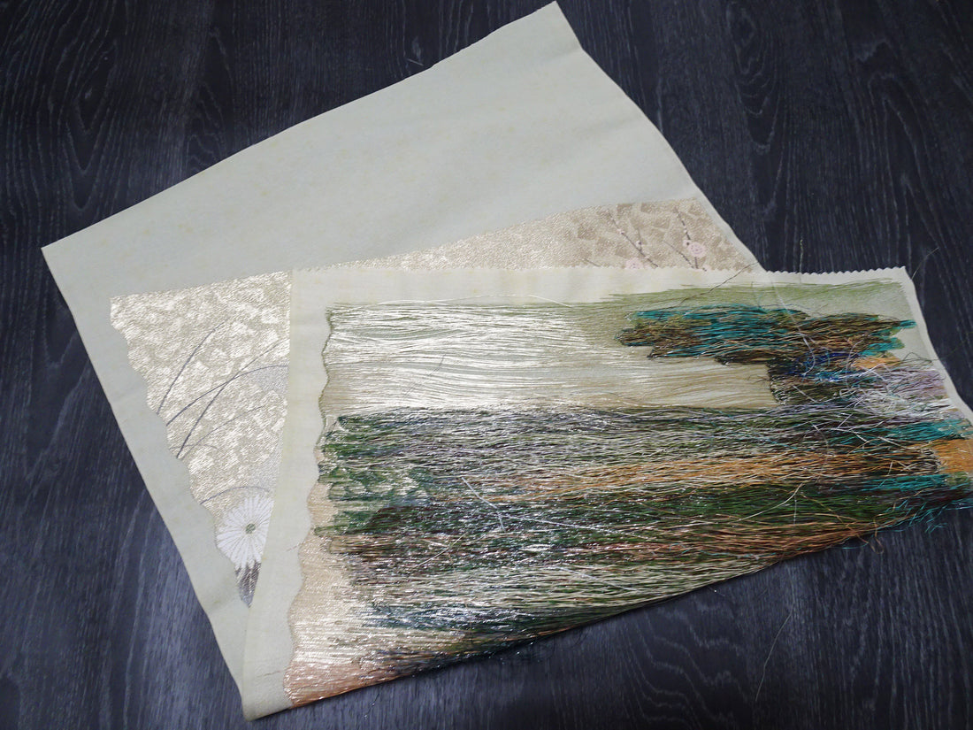 Japanese vintage Rare Silk sample fabric Juko Ori  9658