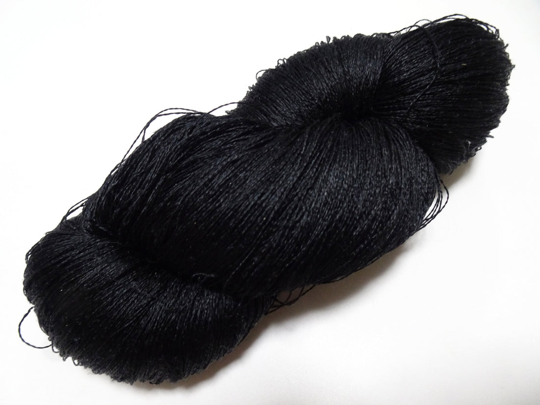 Japanese Vintage Twisted Silk Thread Embroidery 14599  Black
