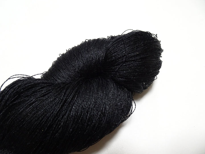 Japanese Vintage Twisted Silk Thread Embroidery 14599  Black