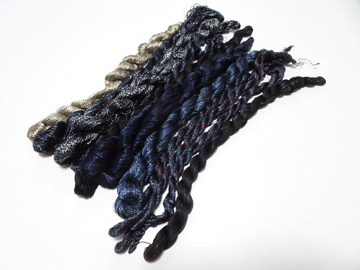 Japanese Vintage Super Rare Mud Dyeing kasuri loose Twisted Silk Thread Various Sets Embroidery & weave 13711