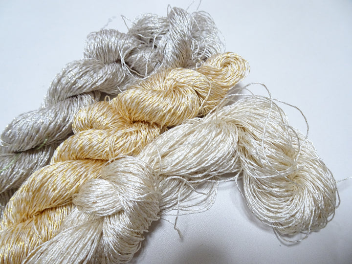 Japanese Vintage High Class Rare Silk Thread 3sets Mixture of Gold embroidery 15987