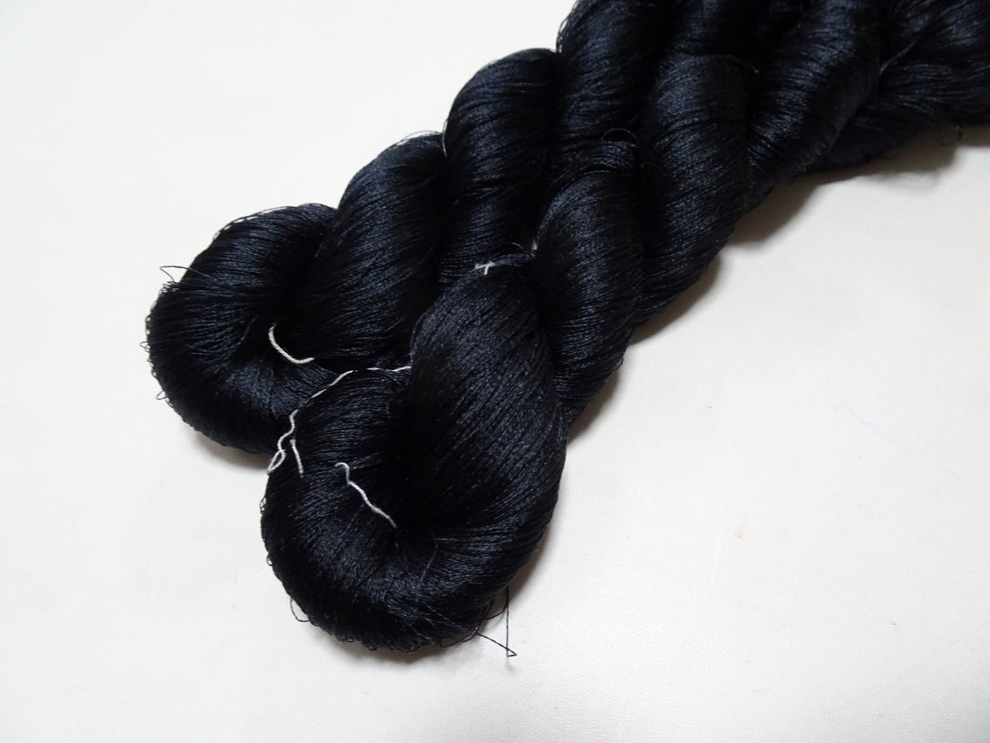 Japanese Vintage Twisted Silk Thread 2sets Embroidery Black 15736