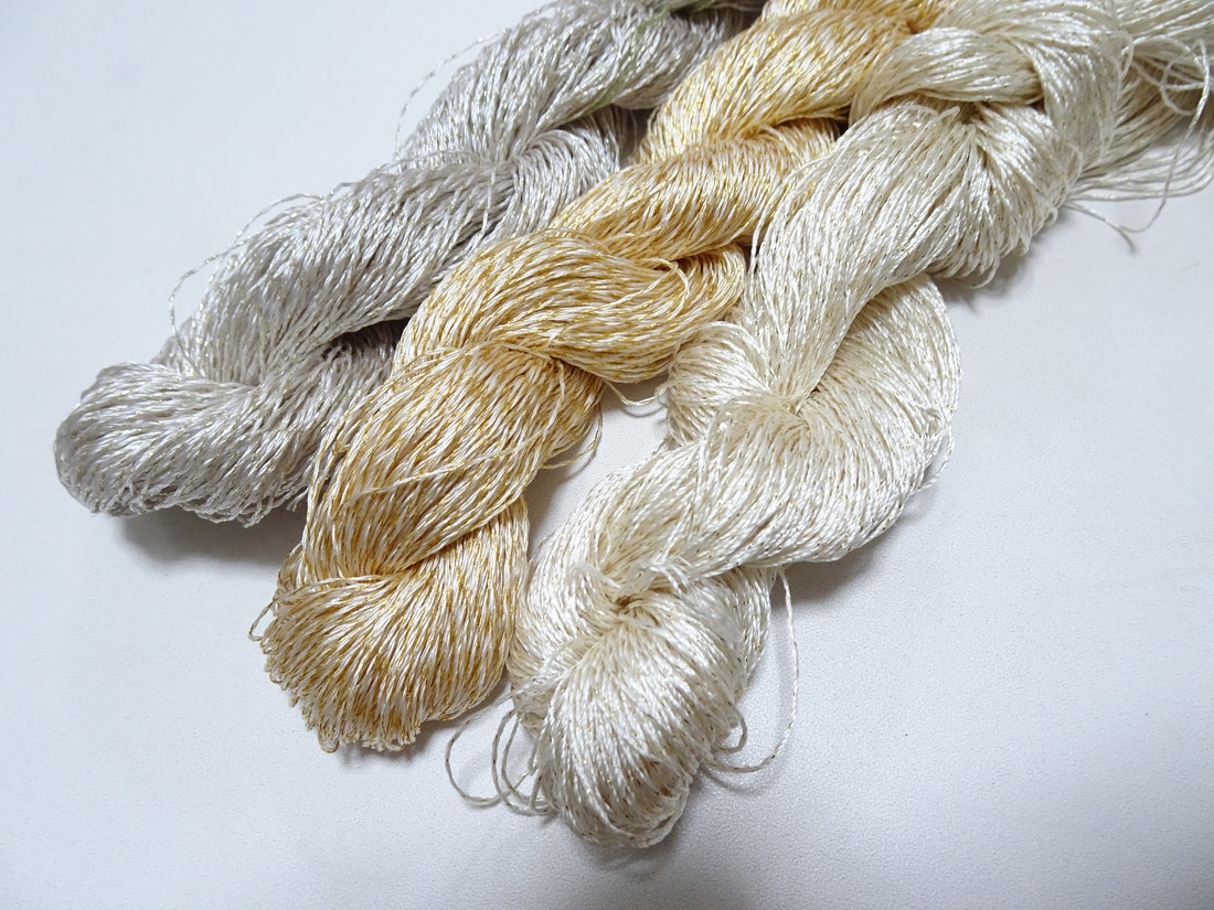Japanese Vintage High Class Rare Silk Thread 3sets Mixture of Gold embroidery 15987