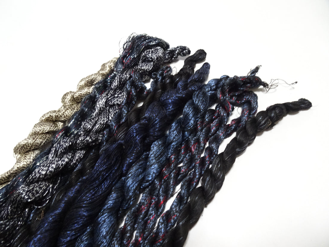 Japanese Vintage Super Rare Mud Dyeing kasuri loose Twisted Silk Thread Various Sets Embroidery & weave 13711