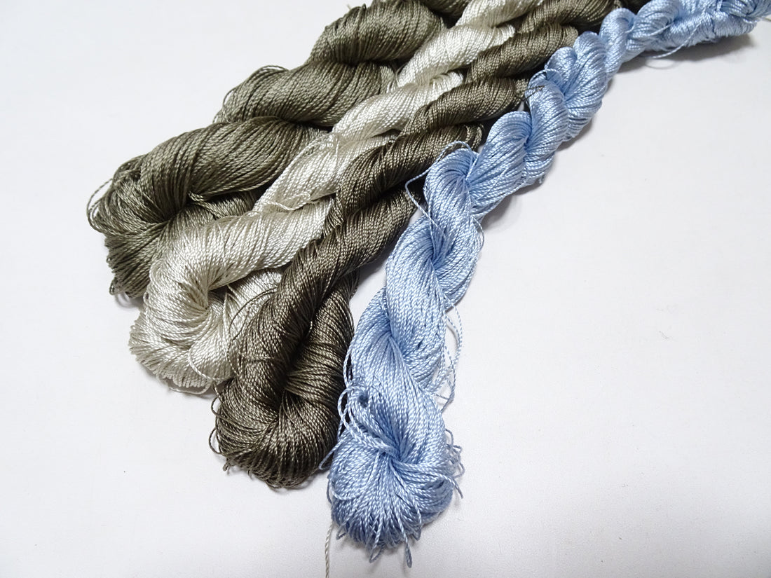 Japanese Vintage Strong Twisted Silk Thread 4sets Embroidery & Weaving 17604